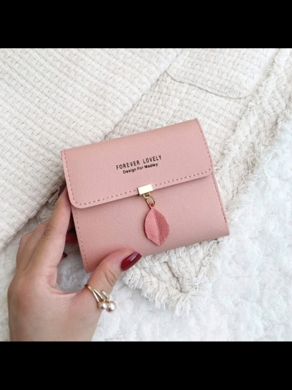 Mini Wallet - Pink Leaf-Accent $20